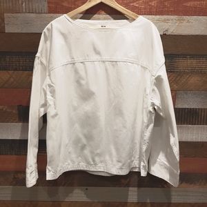 Uniqlo White Long Sleeve Boxy Blouse